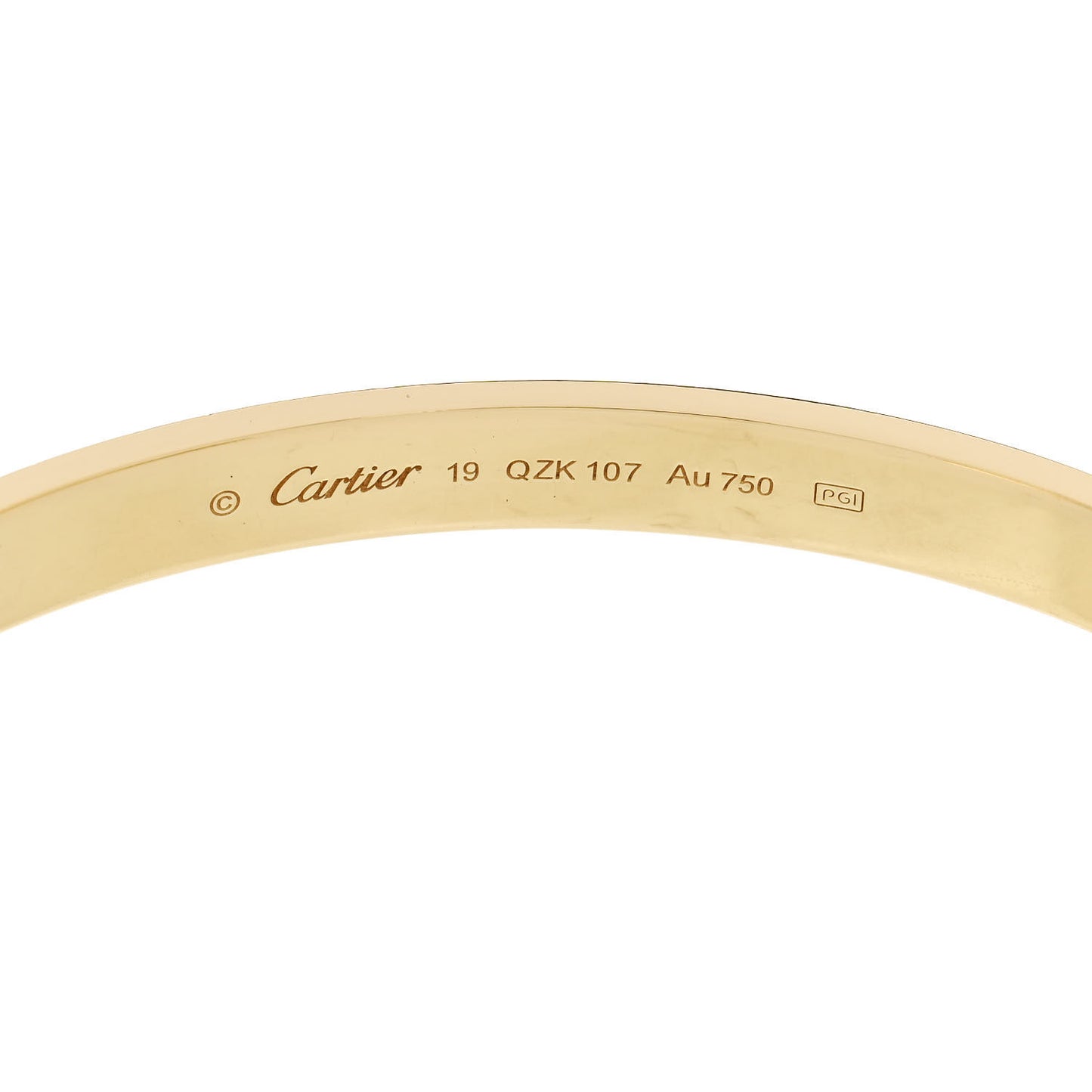 18K Yellow Gold LOVE Cuff Bracelet 19