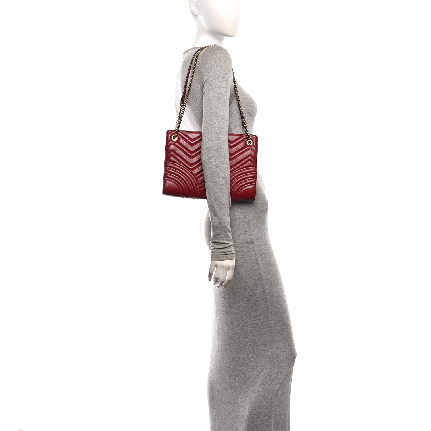 Gucci Azalea Calfskin Matelasse Heart Medium GG Marmont Slim Shoulder Bag Romantic Cerise 2 of 12