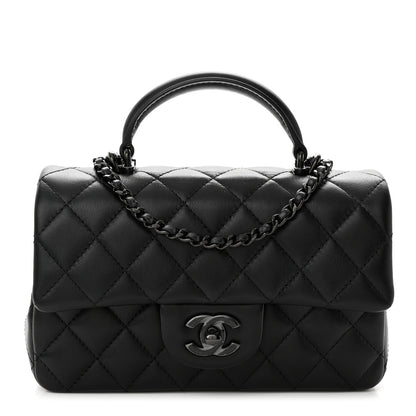 Chanel Lambskin Quilted Mini Top Handle Rectangular Flap So Black 1 of 10