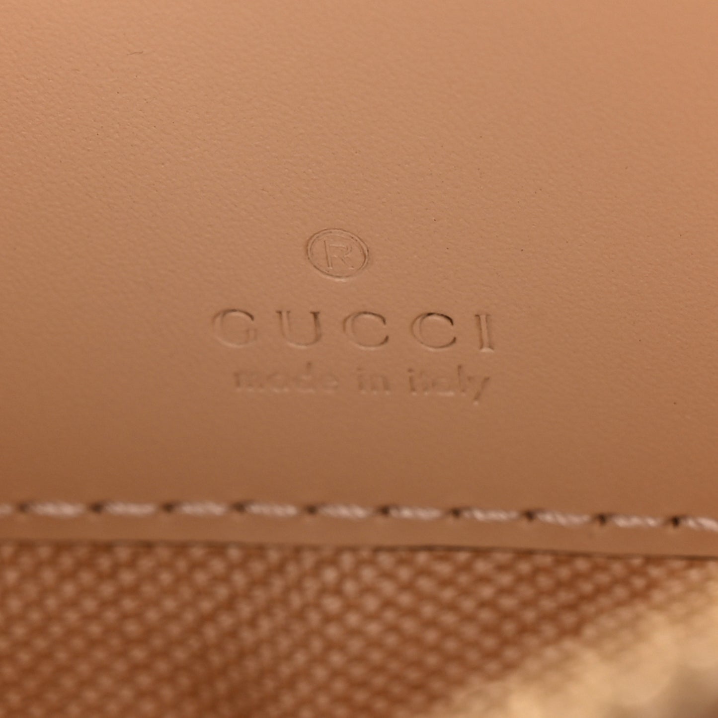Calfskin GG Super Mini Debossed Chain Wallet Light Beige