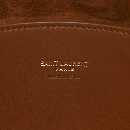 Saint Laurent Calfskin Crocodile Embossed Suede Medium Reversible Monogram Kate Satchel Military Taupe 9 of 19