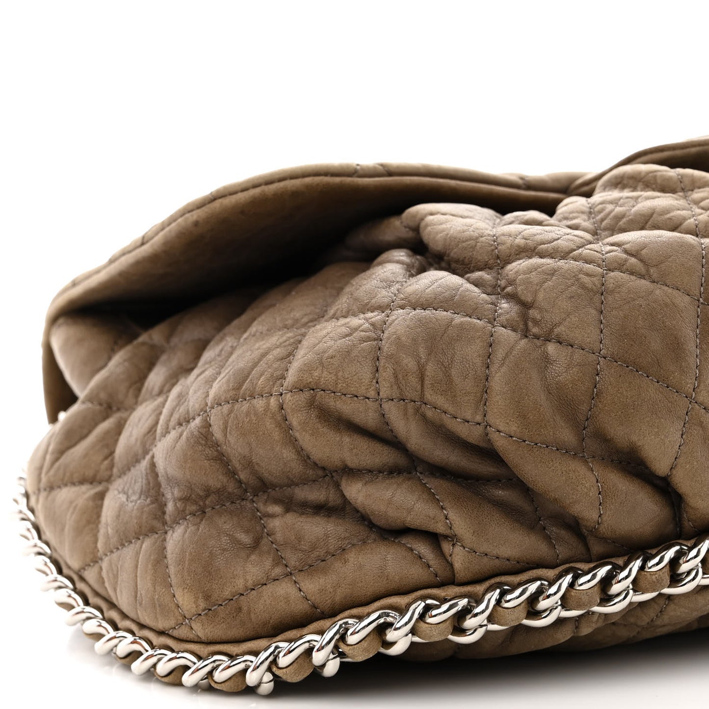 Washed Lambskin Quilted Large Chain Around Messenger Taupe
