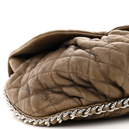 Chanel Washed Lambskin Quilted Large Chain Around Messenger Taupe 9 of 10
