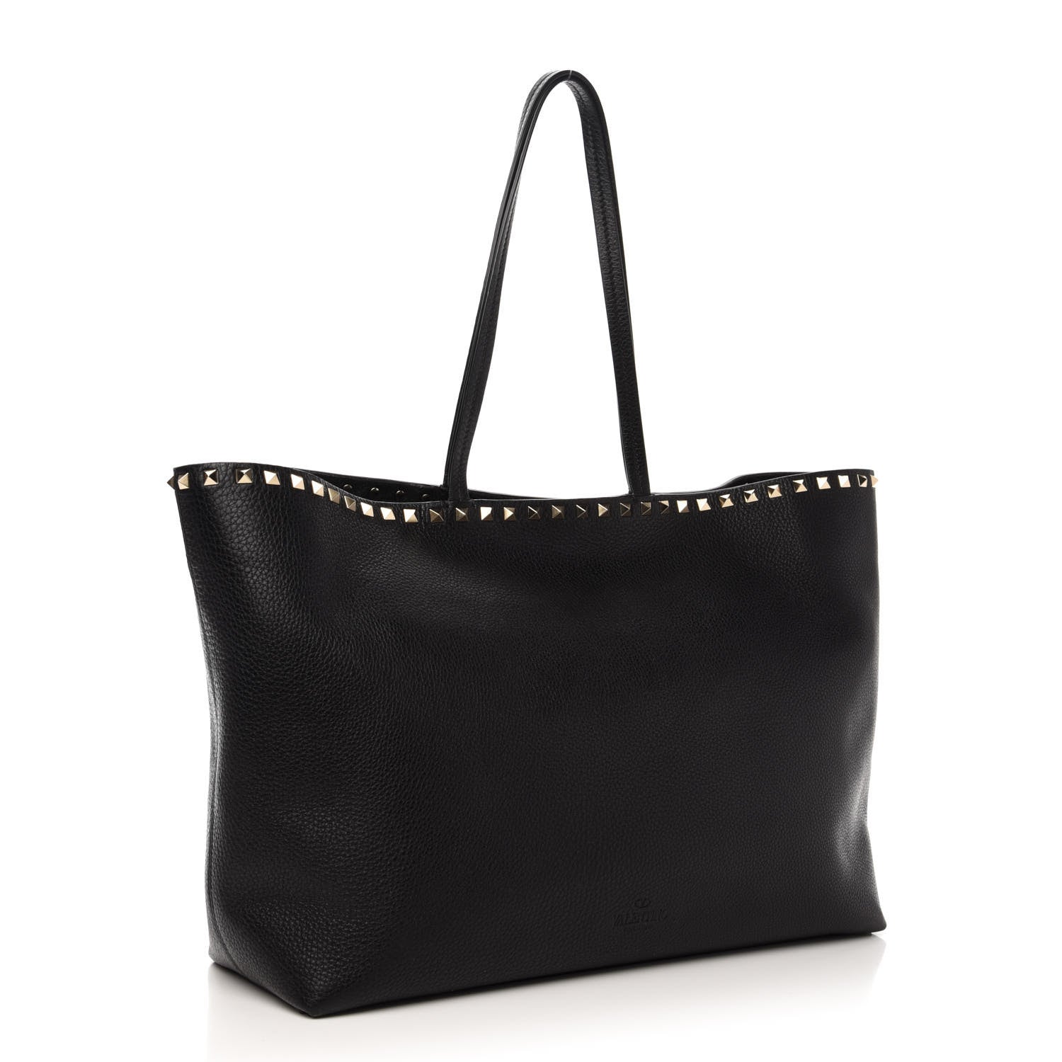 Valentino Garavani Grained Calfskin Rockstud Shoulder Tote Black 3 of 10
