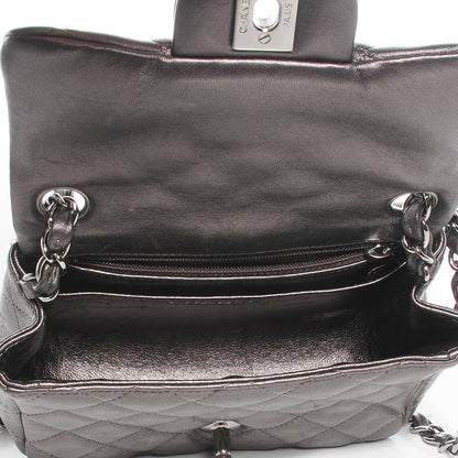 Chanel Lambskin Quilted Mini Square Flap Metallic Dark Grey 7 of 9