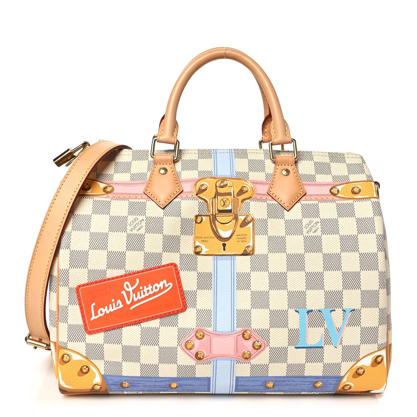 Damier Azur Summer Trunks Speedy Bandouliere 30