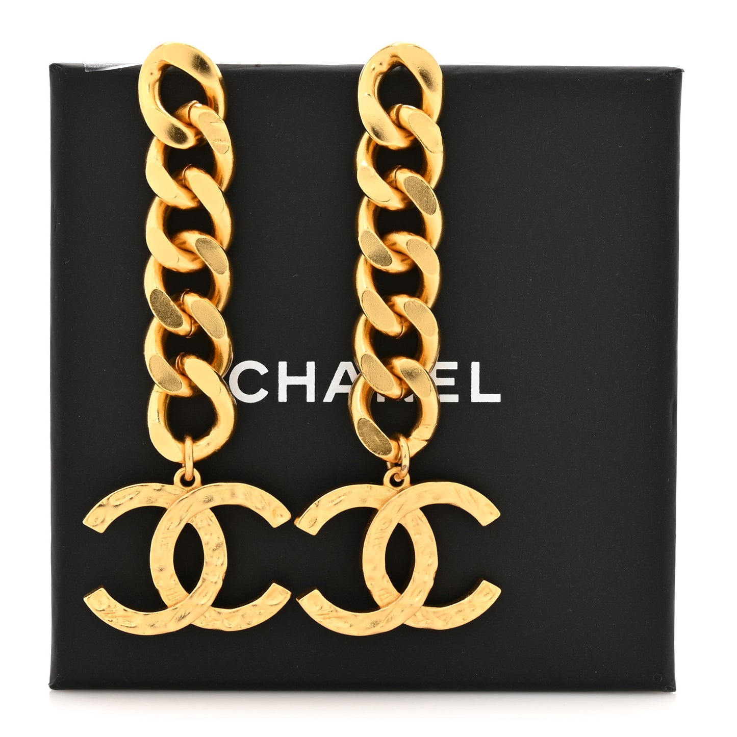 CC Drop Chain Drop Earrings Gold