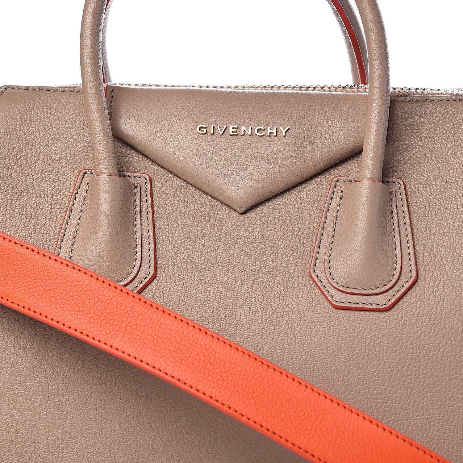 Givenchy Sugar Goatskin Medium Tri-Color Antigona Taupe Black Orange 10 of 10