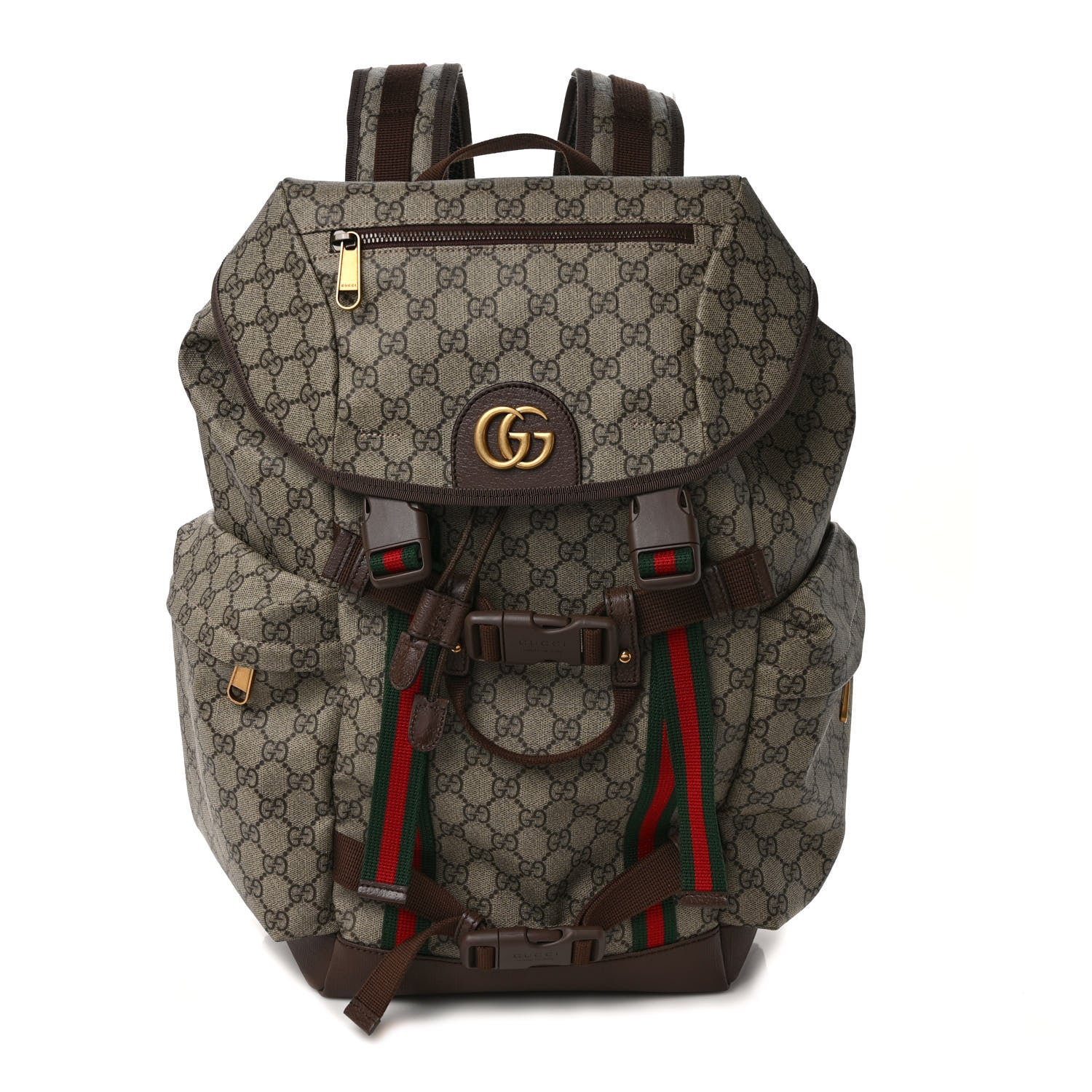 Gucci GG Supreme Monogram Web Skateboard Backpack Brown 1 of 9