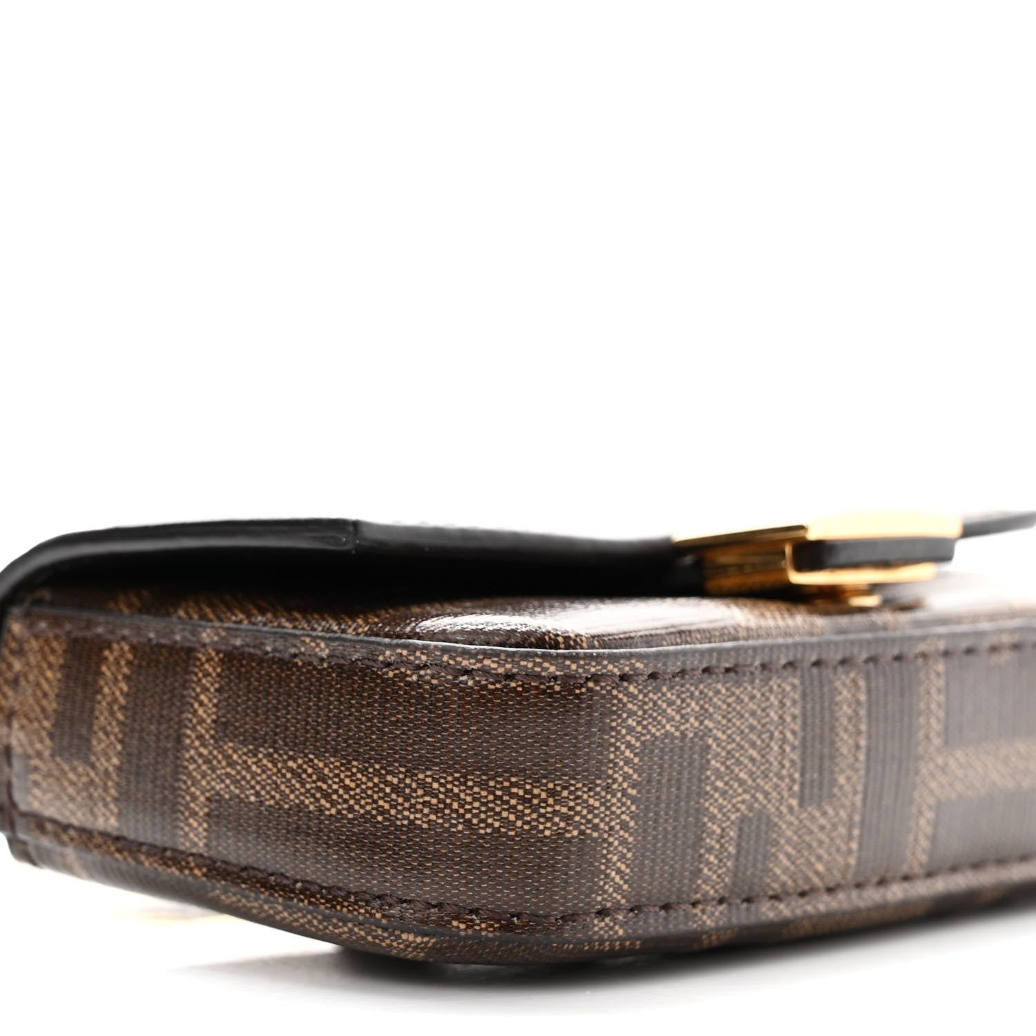 Fendi Glazed Fabric FF 1974 Nano Baguette Charm Mogano Panna 9 of 10