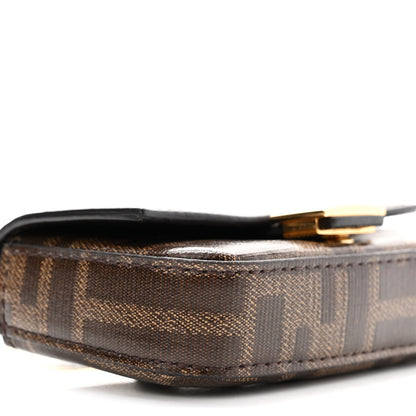 Fendi Glazed Fabric FF 1974 Nano Baguette Charm Mogano Panna 9 of 10
