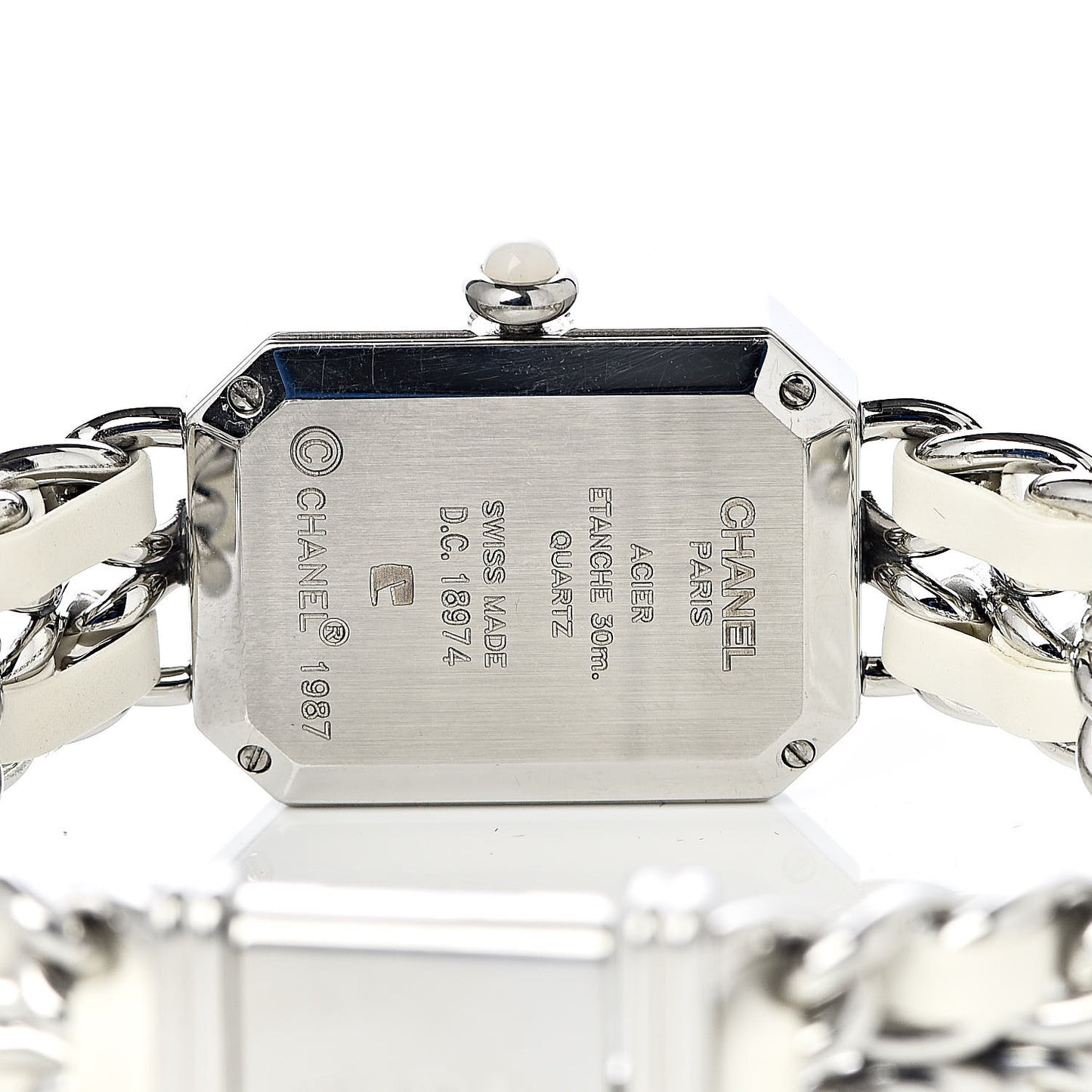 Stainless Steel Lambskin Mother of Pearl 20mm Chain Premiere Quartz Watch White L