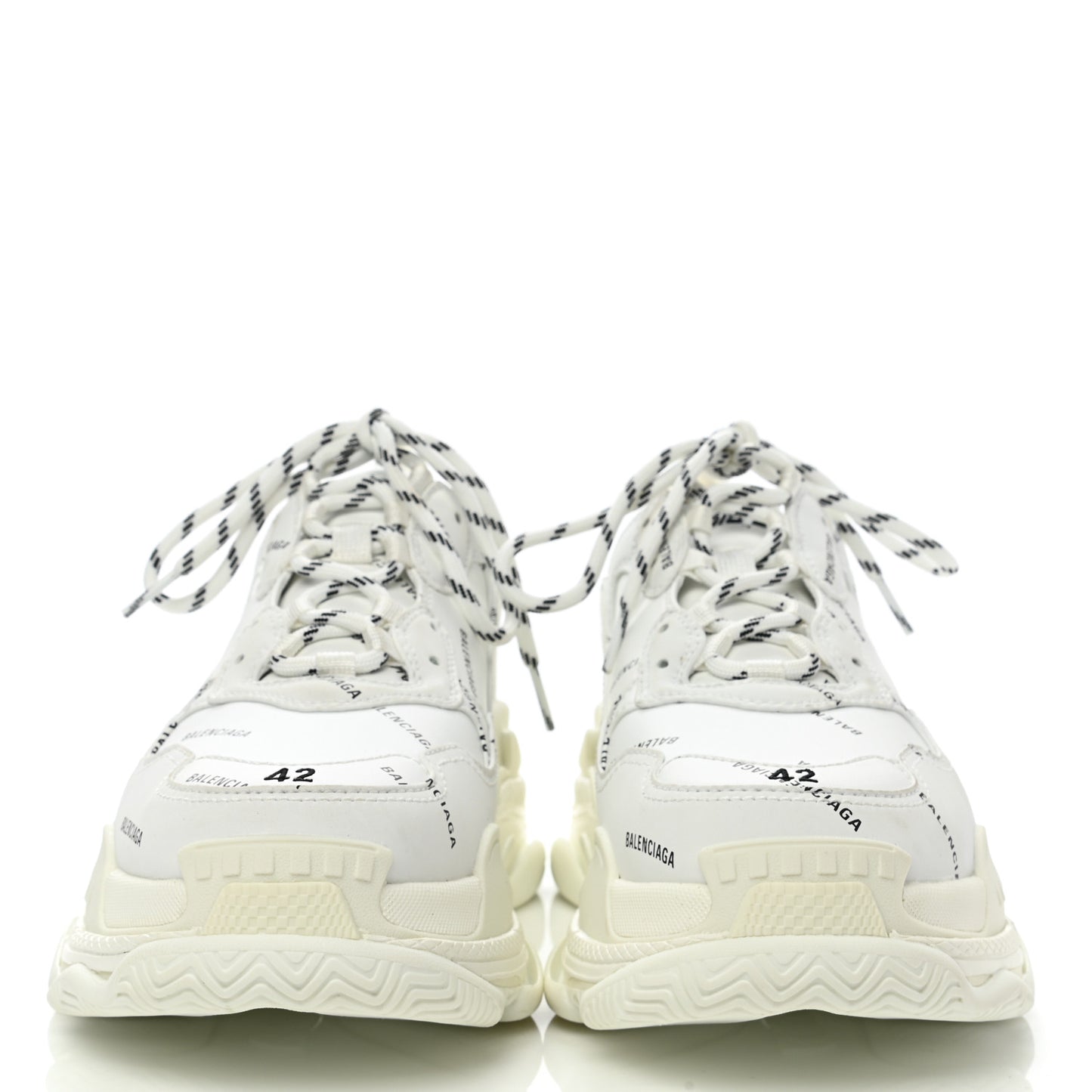 Technical Fabric Allover Logo Mens Triple S Sneakers 42 White Black