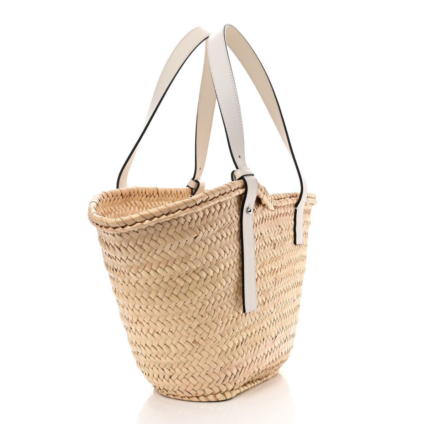Raffia Medium Basket Tote Bag Natural White