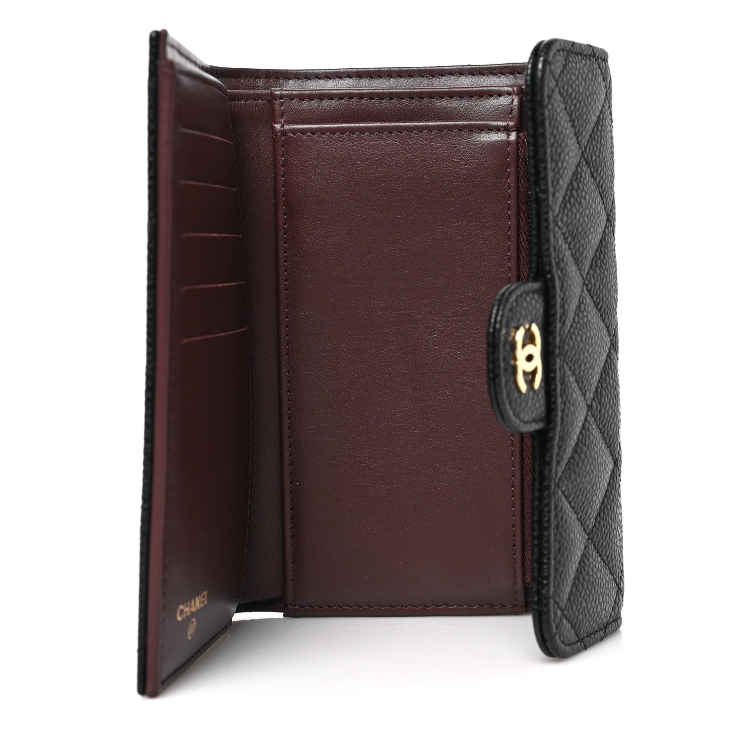 Caviar Quilted Medium Flap Wallet Black