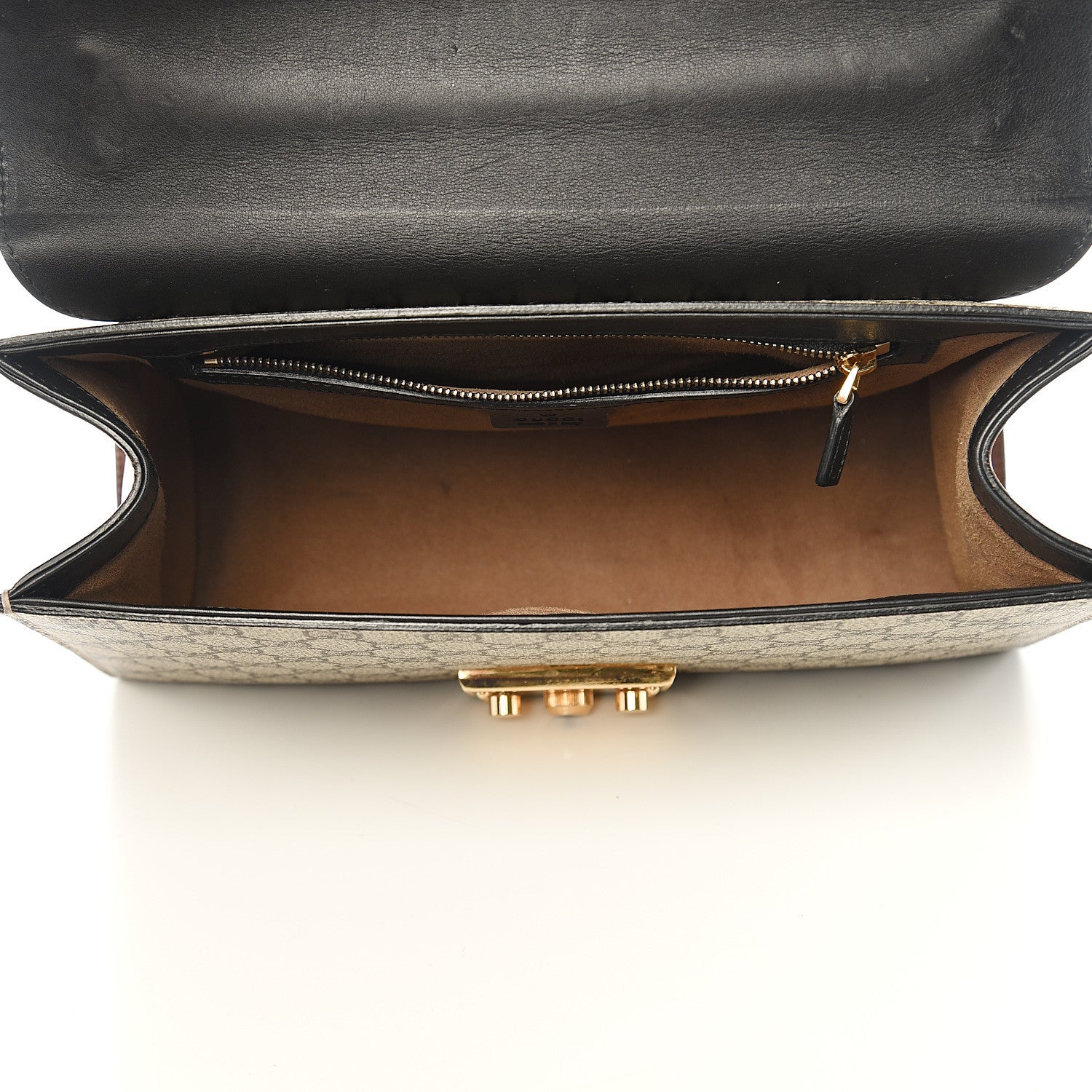 Gucci GG Supreme Monogram Calfskin Medium Padlock Shoulder Bag Beige Black Cuir 4 of 17