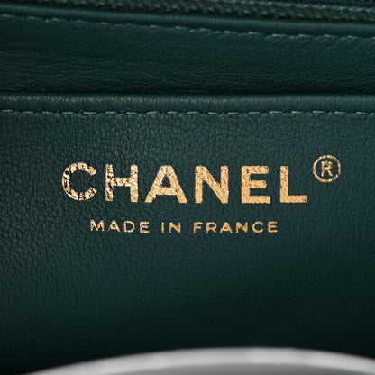 Chanel Shaded Patent Calfskin Quilted Mini Rectangular Flap Green Blue 6 of 11