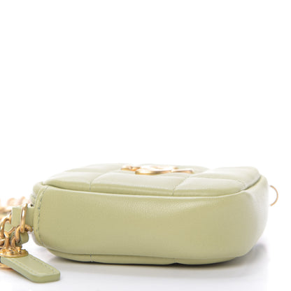 Chanel Lambskin Quilted Diamond Coin Purse With Chain Green 6 of 10