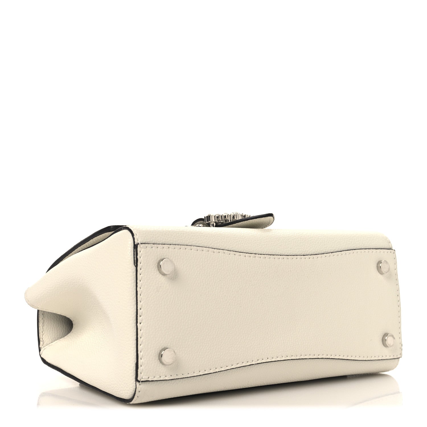 Jimmy Choo Calfskin Crystal Small Cheri Top Handle Bag Milk 4 of 11