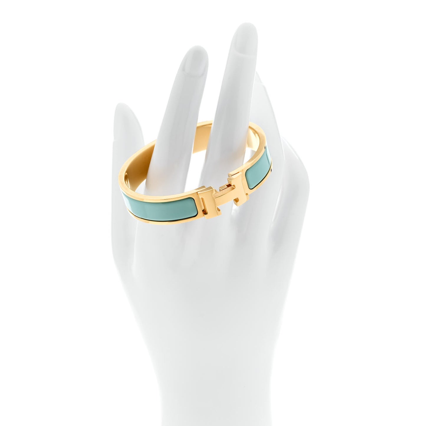 Enamel Narrow Clic Clac H Bracelet GM Vert Aqua