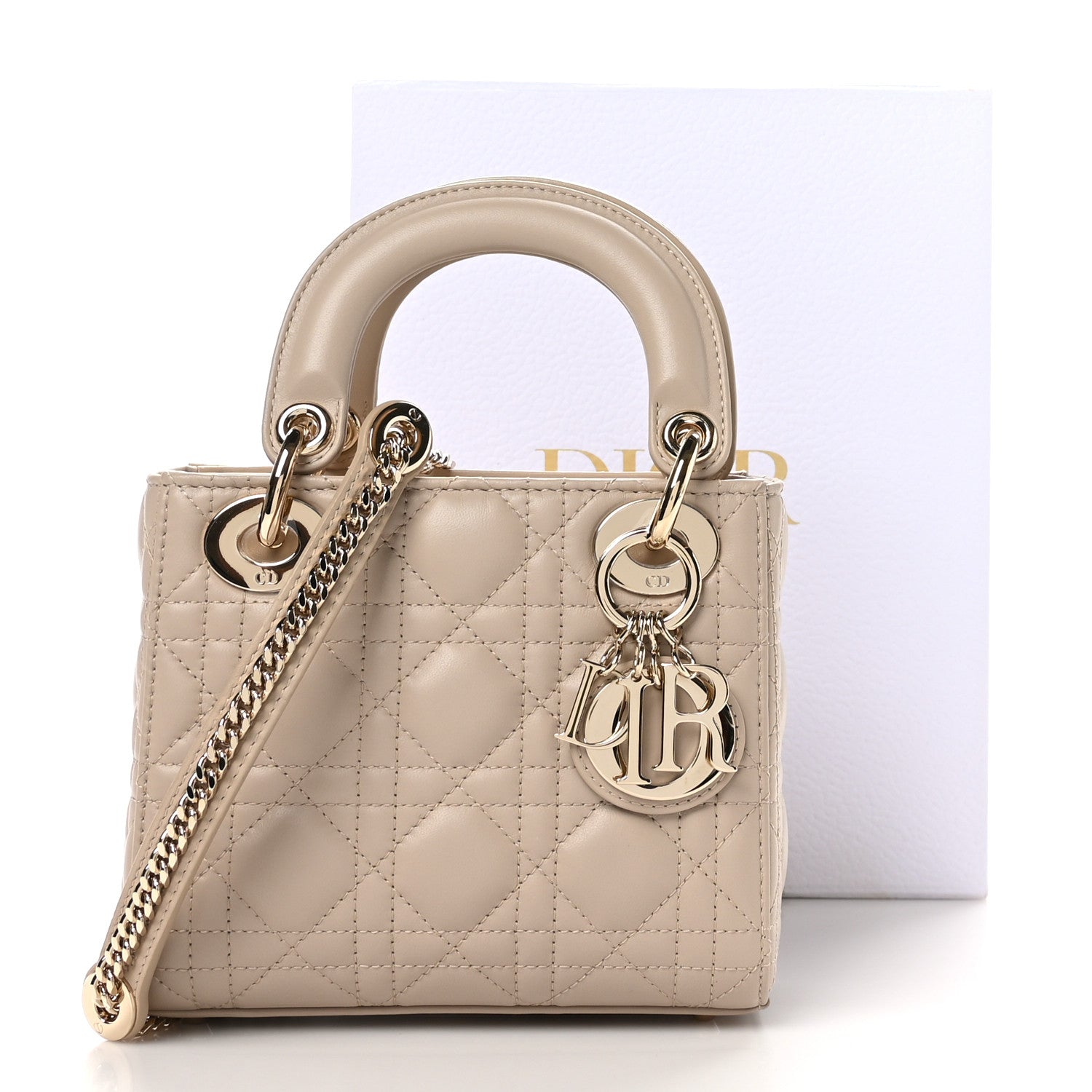 Christian Dior Lambskin Cannage Mini Lady Dior Sand 11 of 11