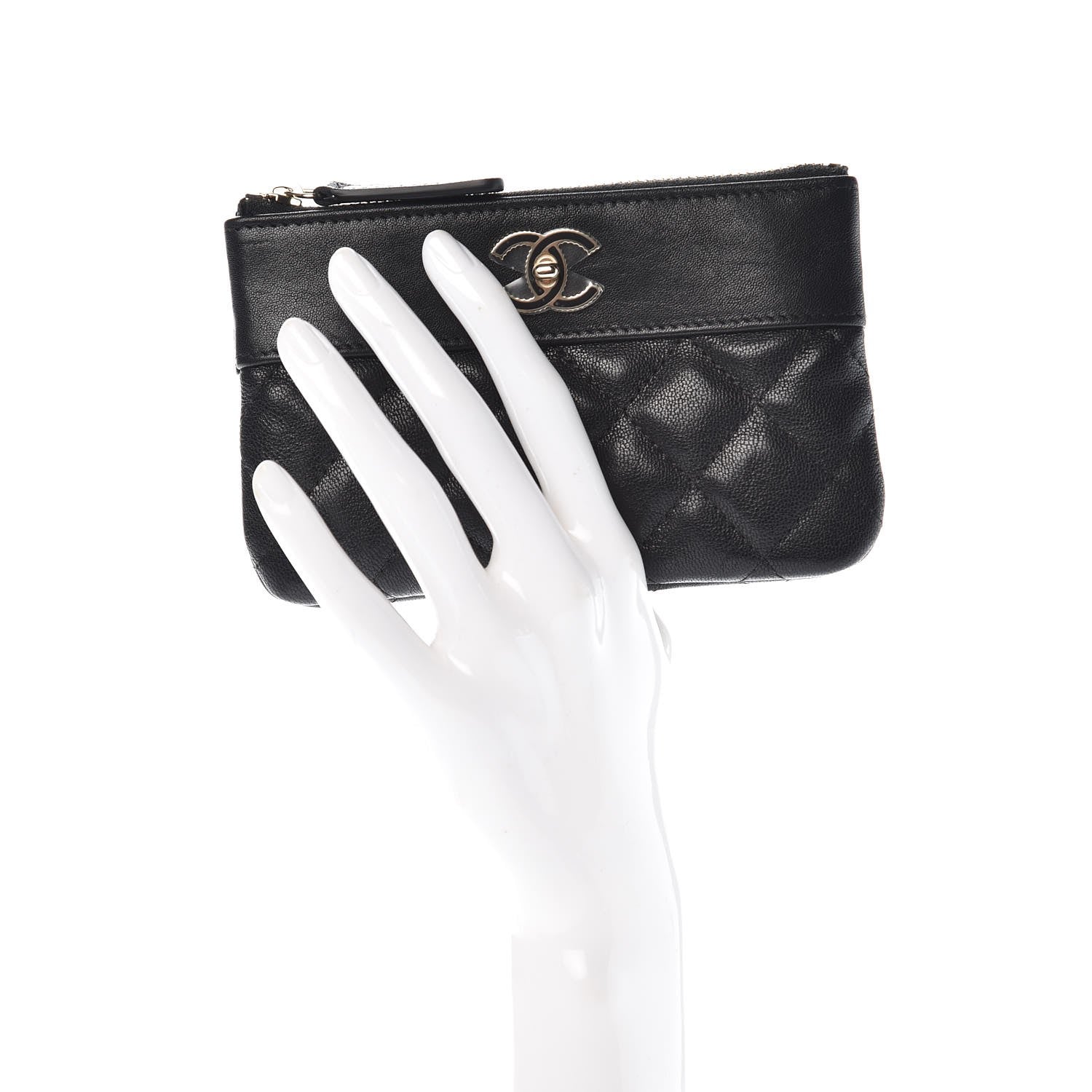 Chanel Sheepskin Quilted Small Vintage Mademoiselle Cosmetic Case Black 10 of 16
