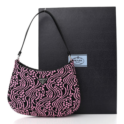 Prada Maglia Jacquard Cleo Shoulder Bag Black Rosa 11 of 11
