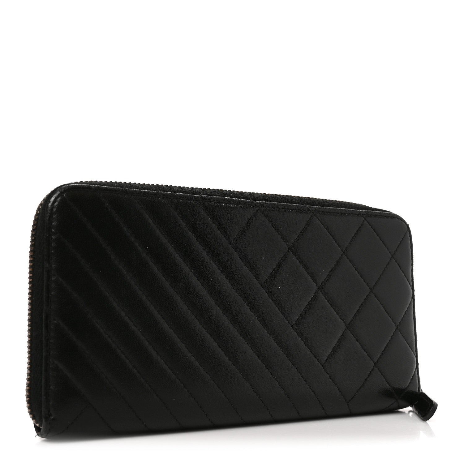 Chanel Glazed Calfskin Quilted Small Coco Boy Zip Around Wallet Black 3 of 8