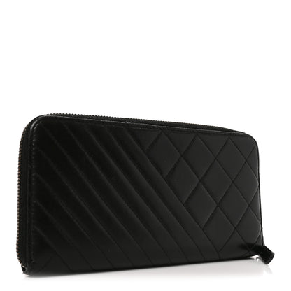 Chanel Glazed Calfskin Quilted Small Coco Boy Zip Around Wallet Black 3 of 8