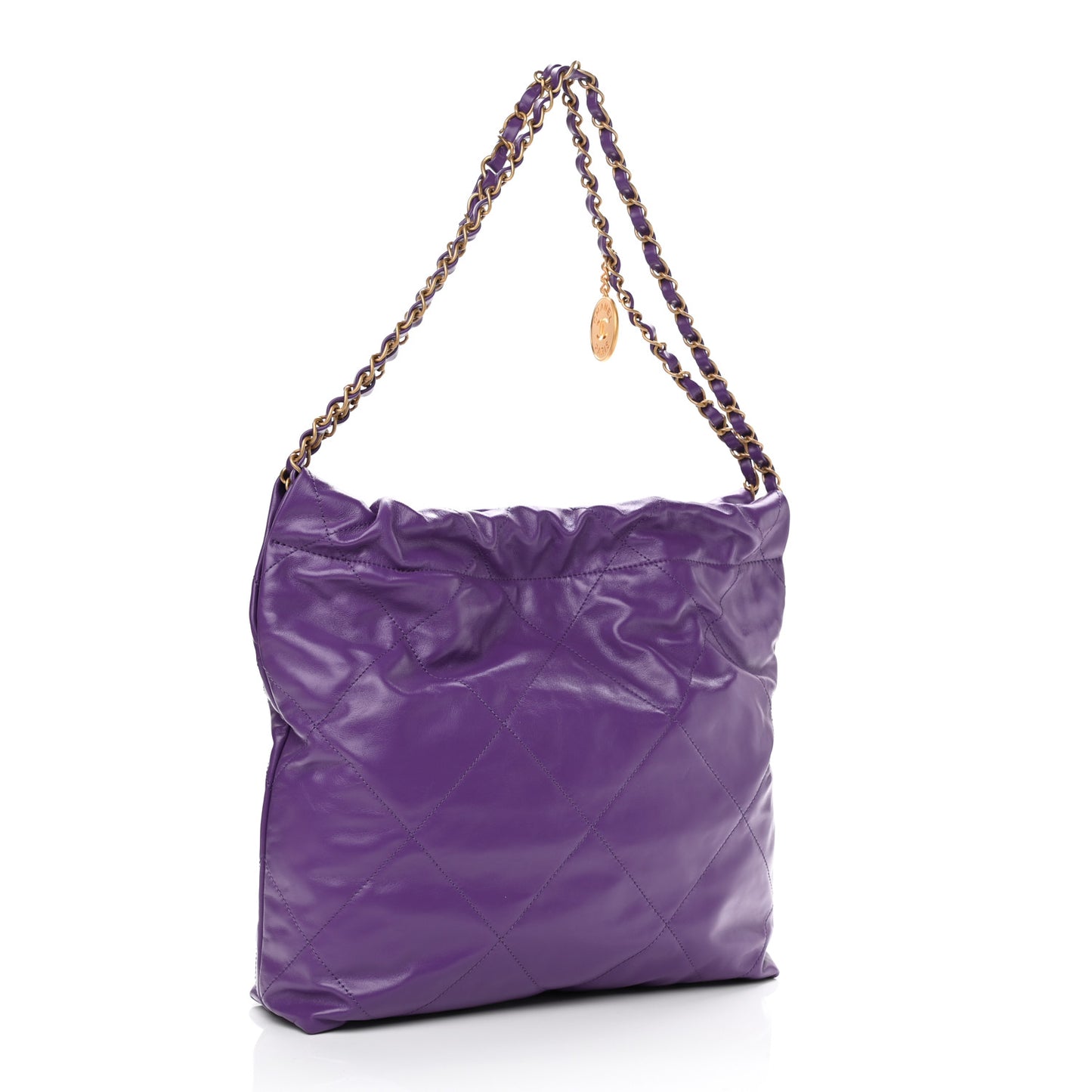 Shiny Calfskin Quilted Small Chanel 22 Purple