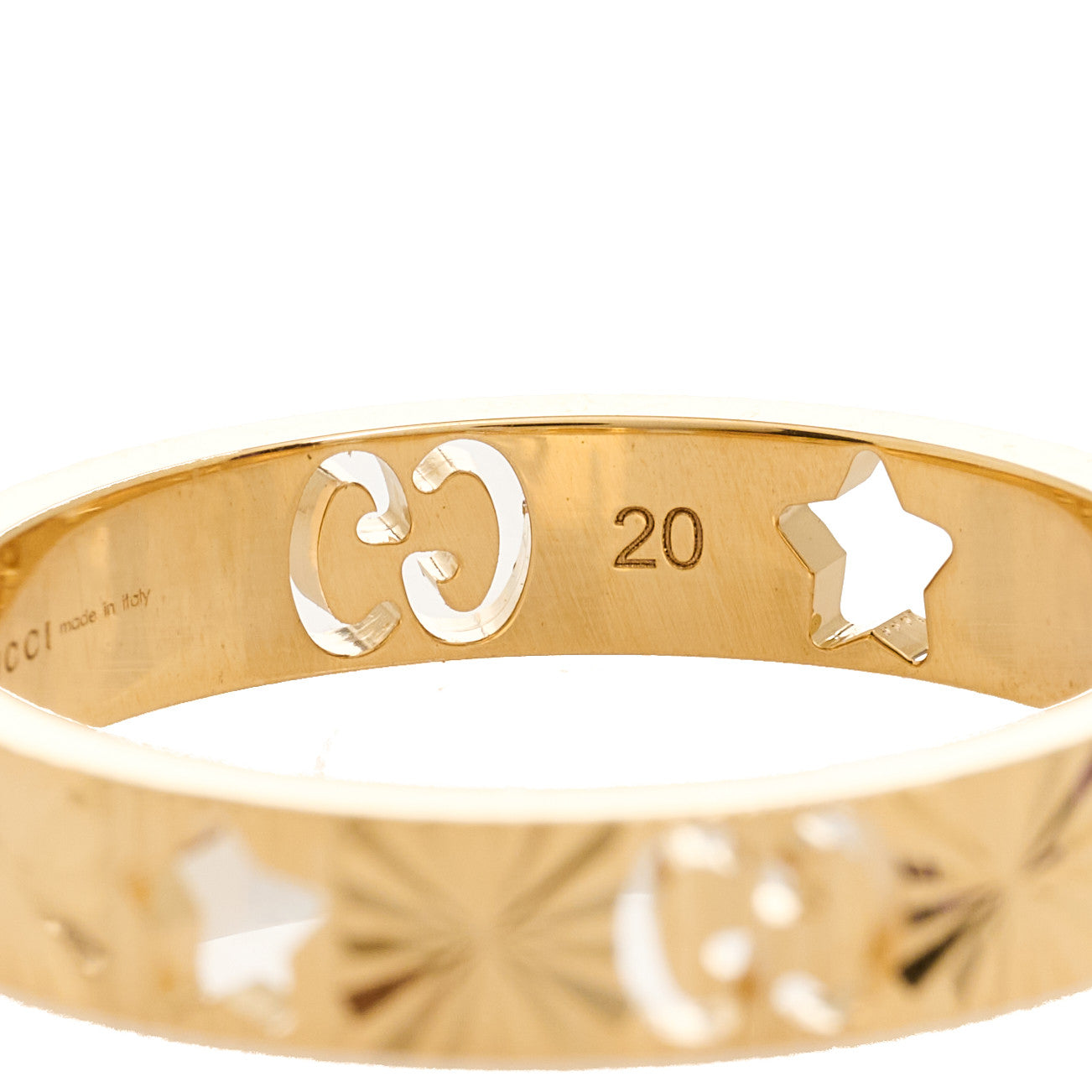 18K Yellow Gold Icon Stars Band Ring 60 9