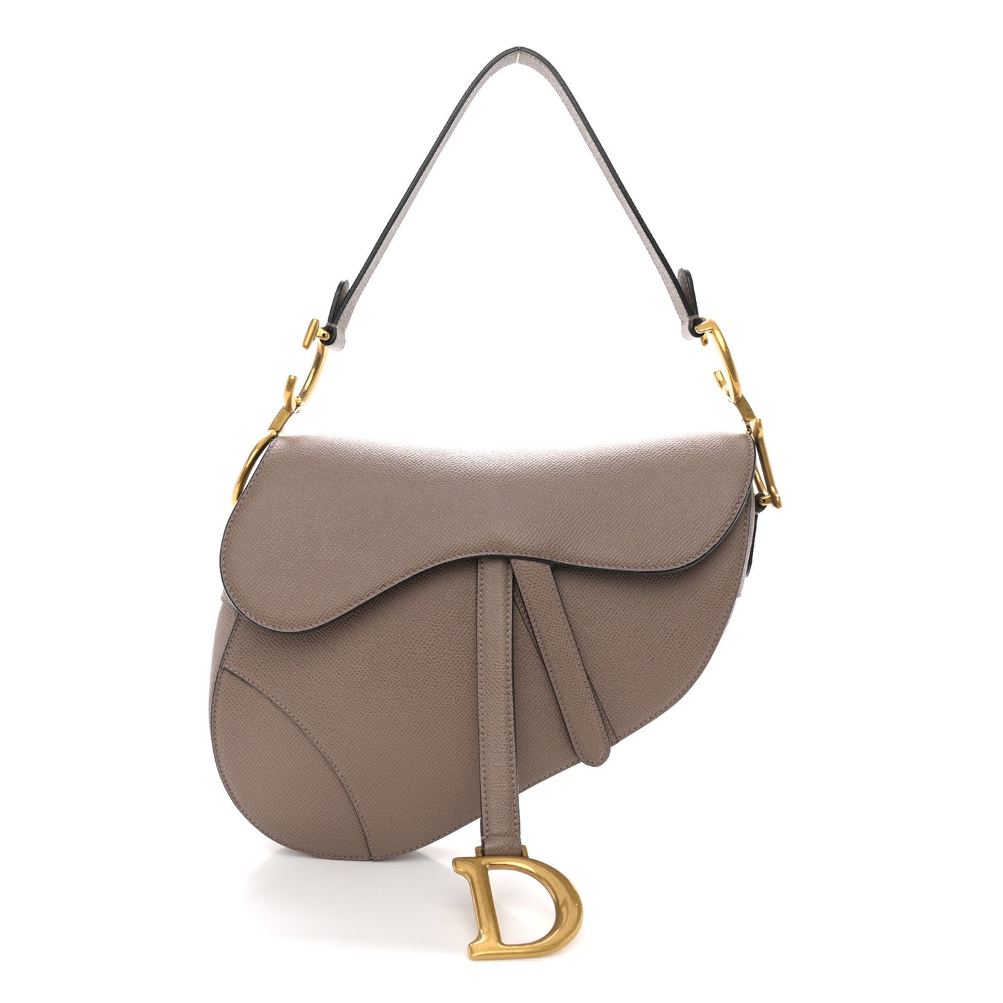 Grained Calfskin Saddle Bag Warm Taupe