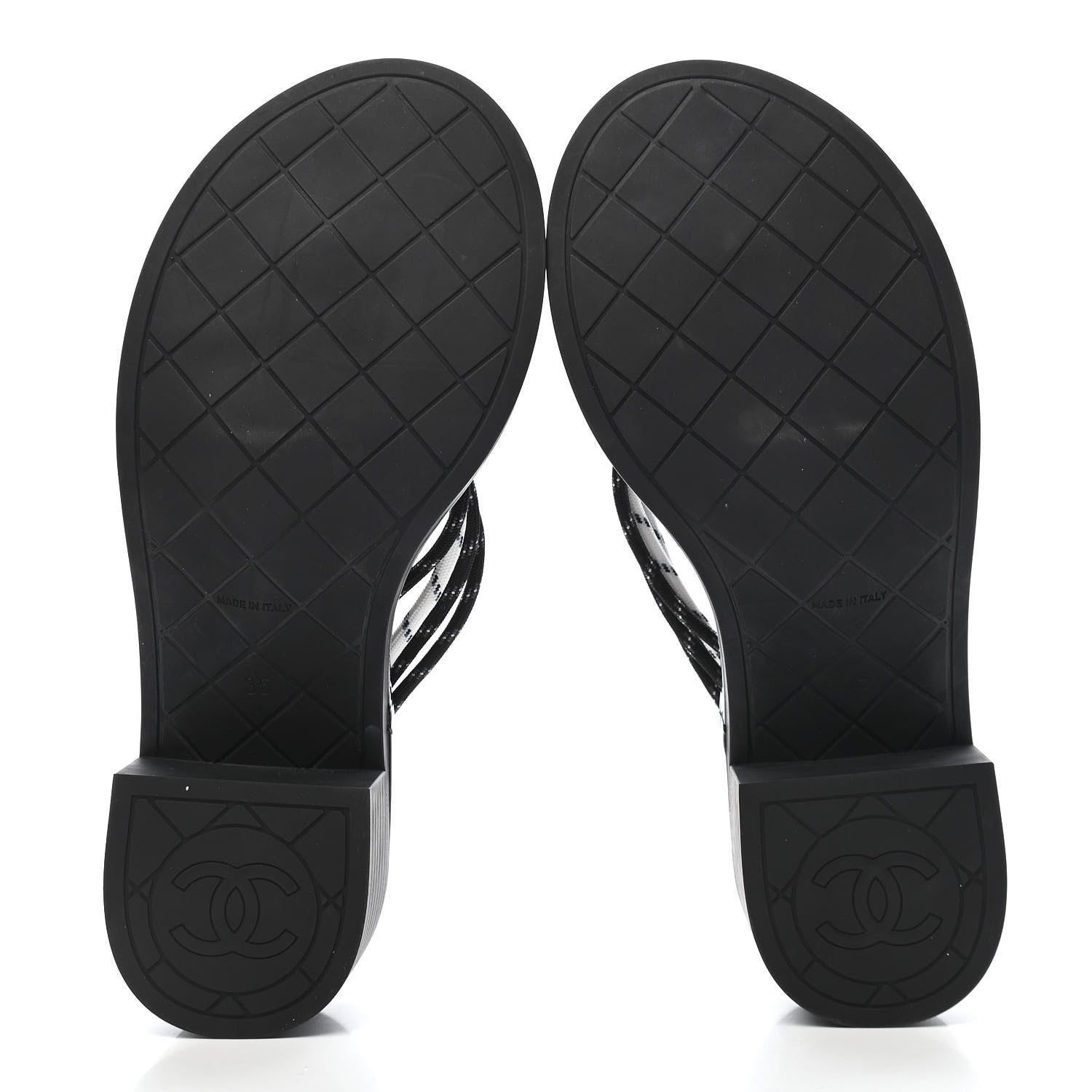 Chanel Cord CC Chain Thong Sandals 35 Black 5 of 7