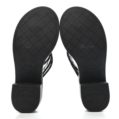 Chanel Cord CC Chain Thong Sandals 35 Black 5 of 7