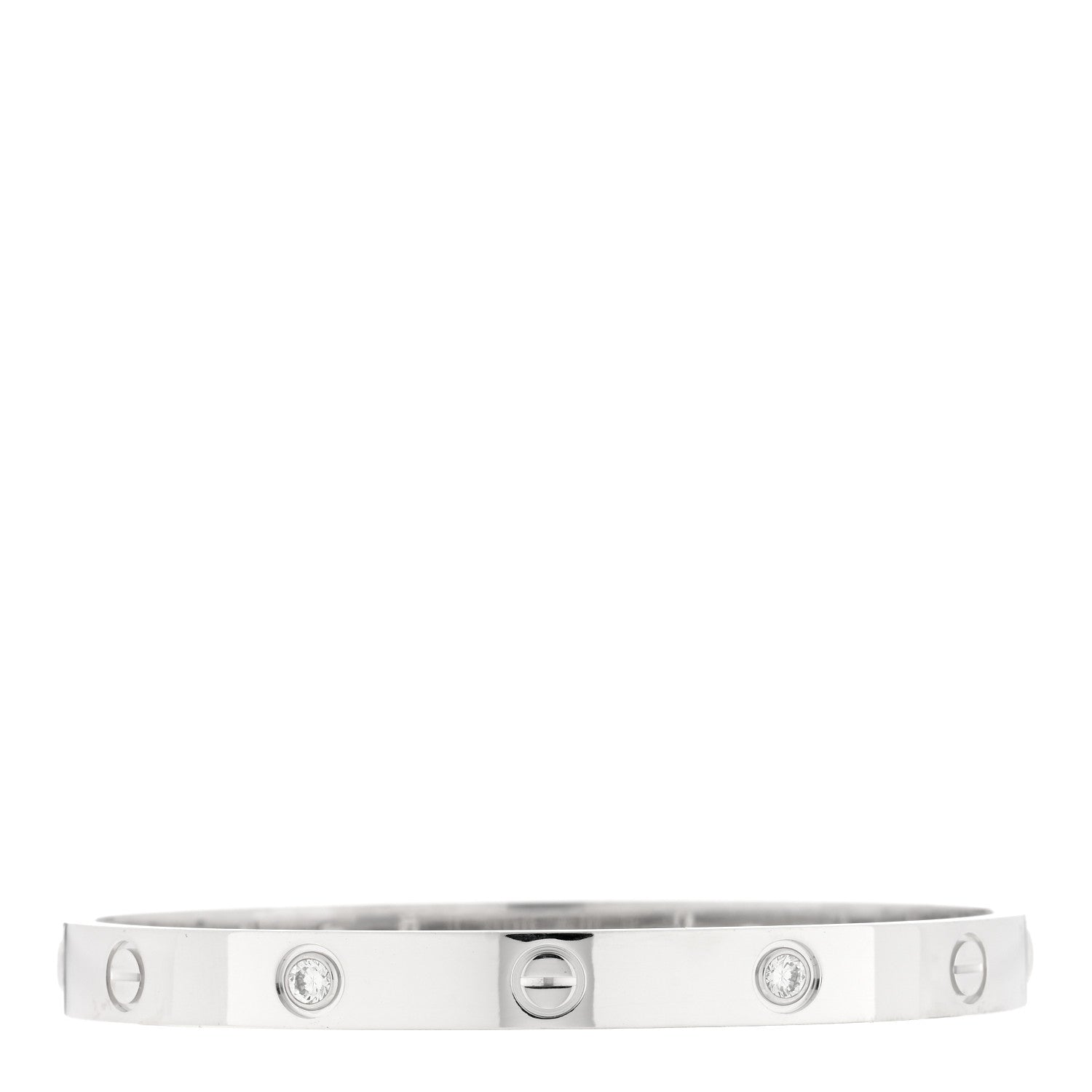 Cartier 18K White Gold 4 Diamond LOVE Bracelet 17 2 of 5