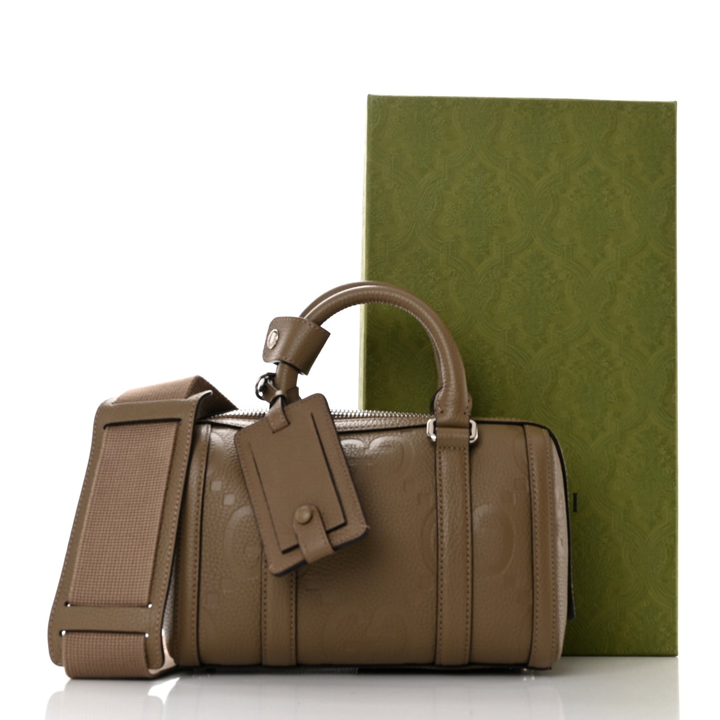 Piuma Calfskin Jumbo GG Embossed Mini Duffle Bag Good Taupe