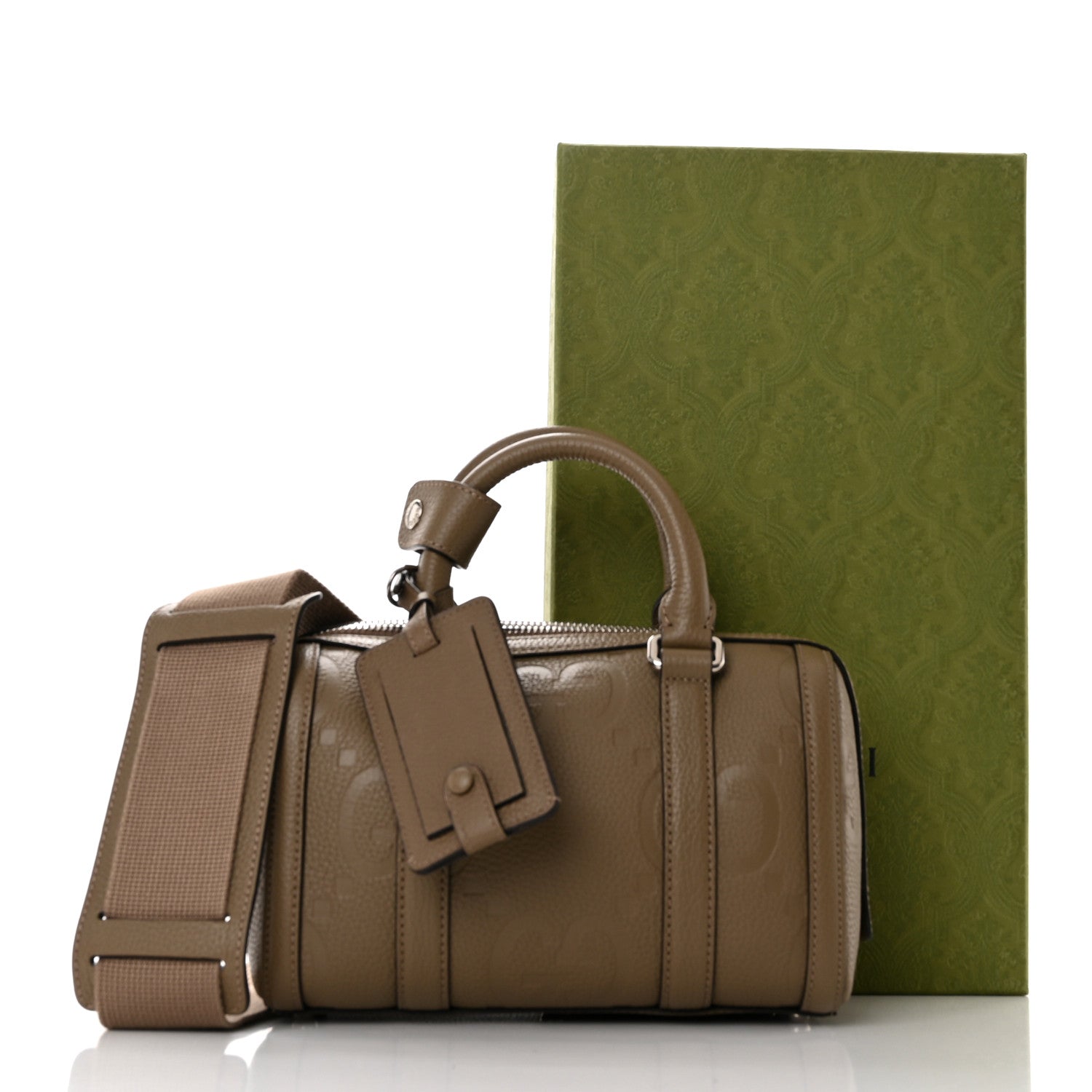 Gucci Piuma Calfskin Jumbo GG Embossed Mini Duffle Bag Good Taupe 11 of 11