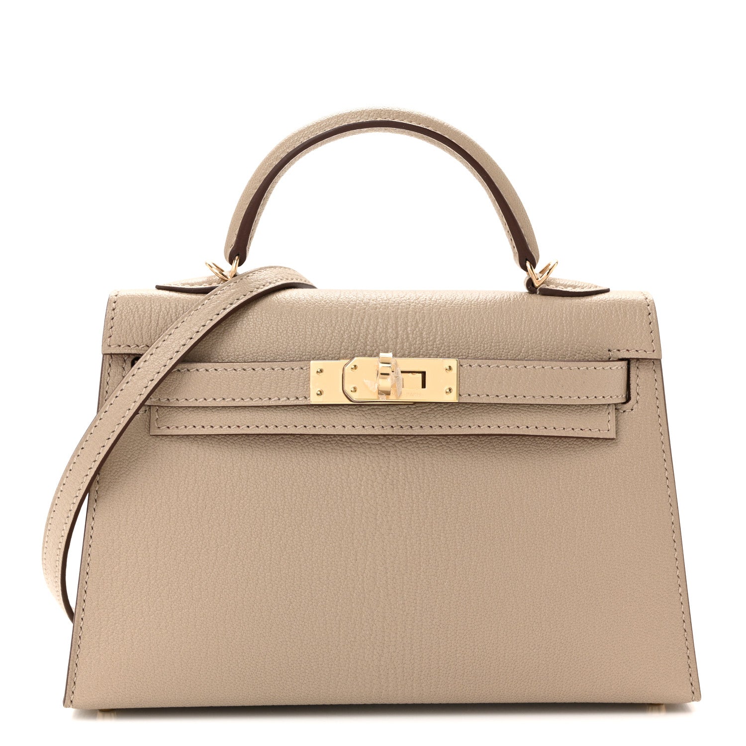 Hermes Chevre Mysore Horseshoe Mini Kelly Sellier 20 Gris Tourterelle Rose Mexico 1 of 10