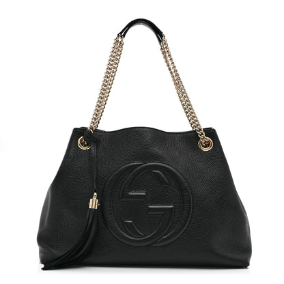 Gucci Pebbled Calfskin Medium Soho Chain Shoulder Bag Black 1 of 11