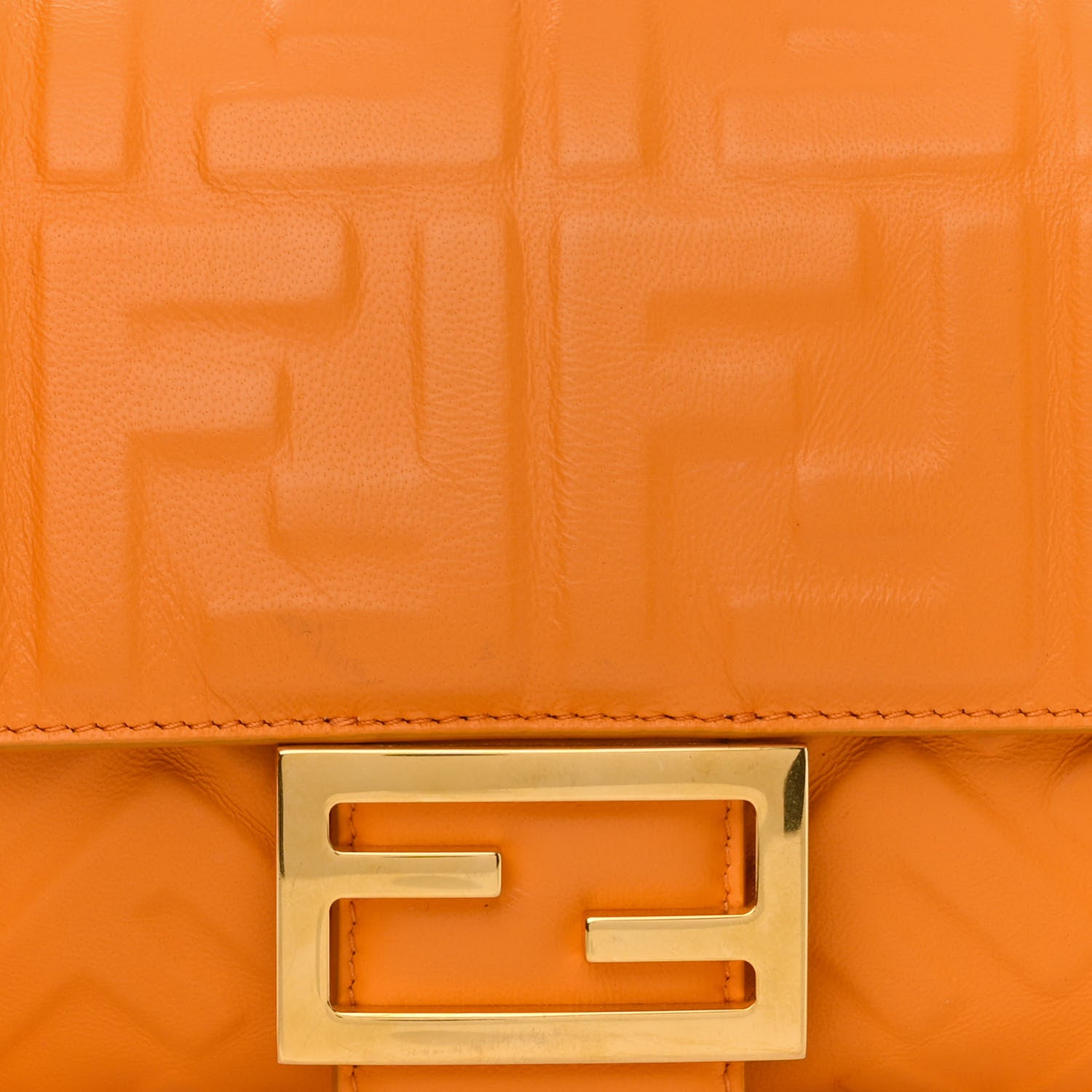 Fendi Nappa FF 1974 Embossed Baguette Clementine 9 of 13