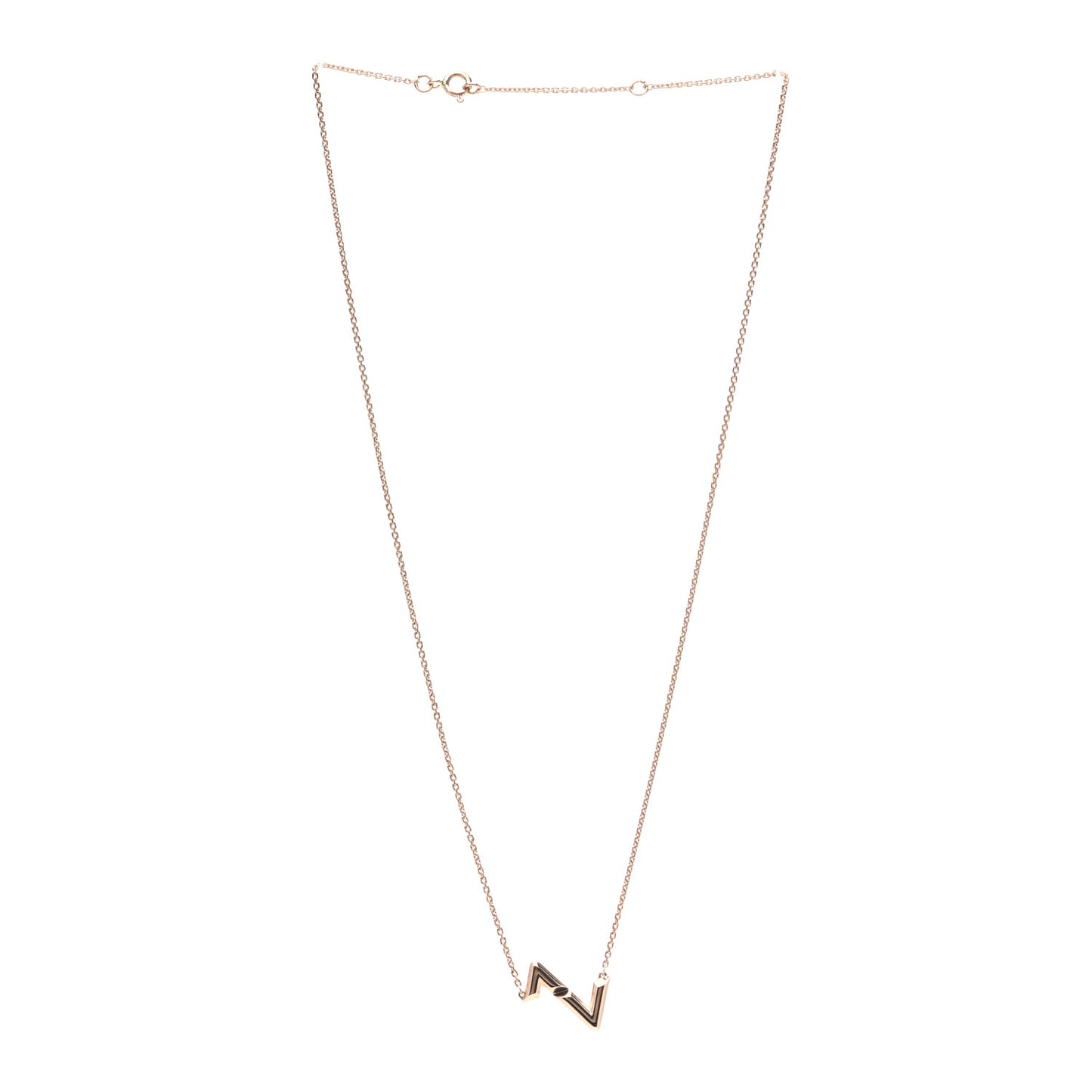 18K Pink Gold LV Volt Upside Down Pendant Necklace