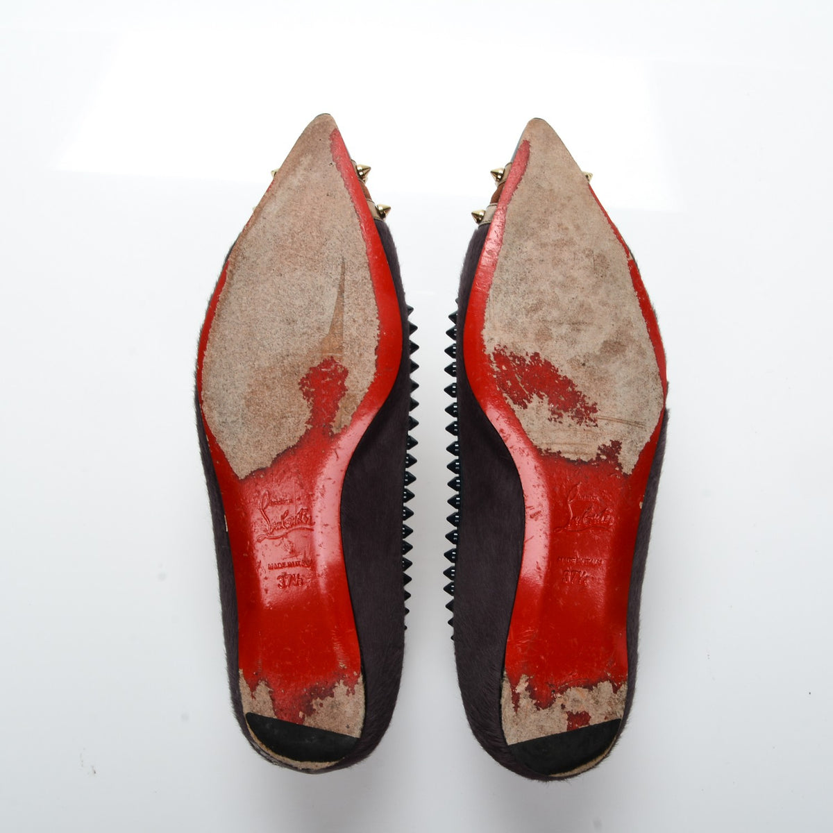 Pony Hair Malabar Spiked Flats 37.5 Grey Multi