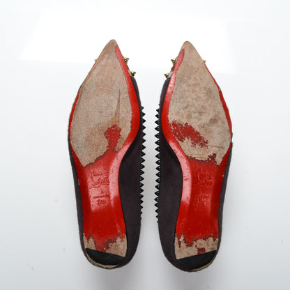 Christian Louboutin Pony Hair Malabar Spiked Flats 37.5 Grey Multi 5 of 11