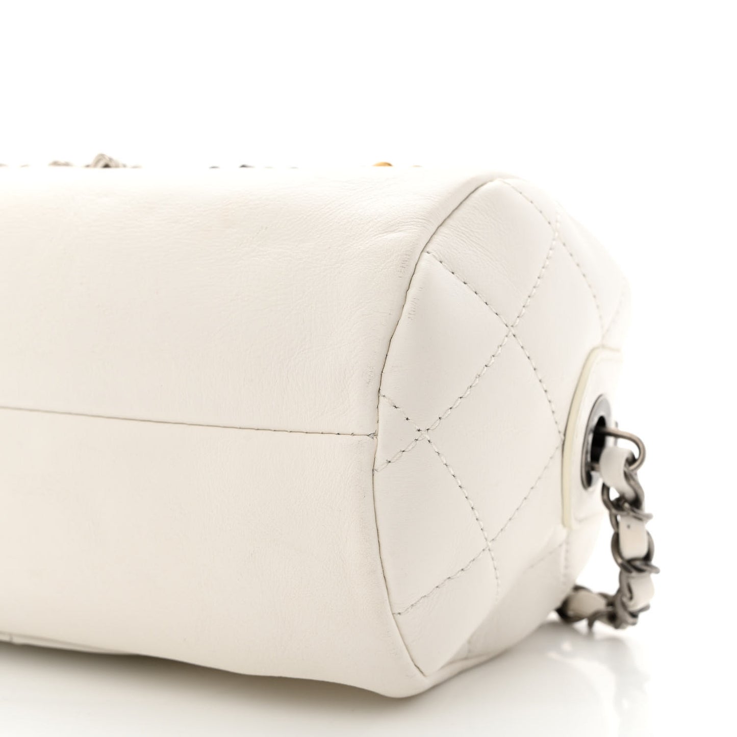 Calfskin Chain 20s Signature Bowling Bag White