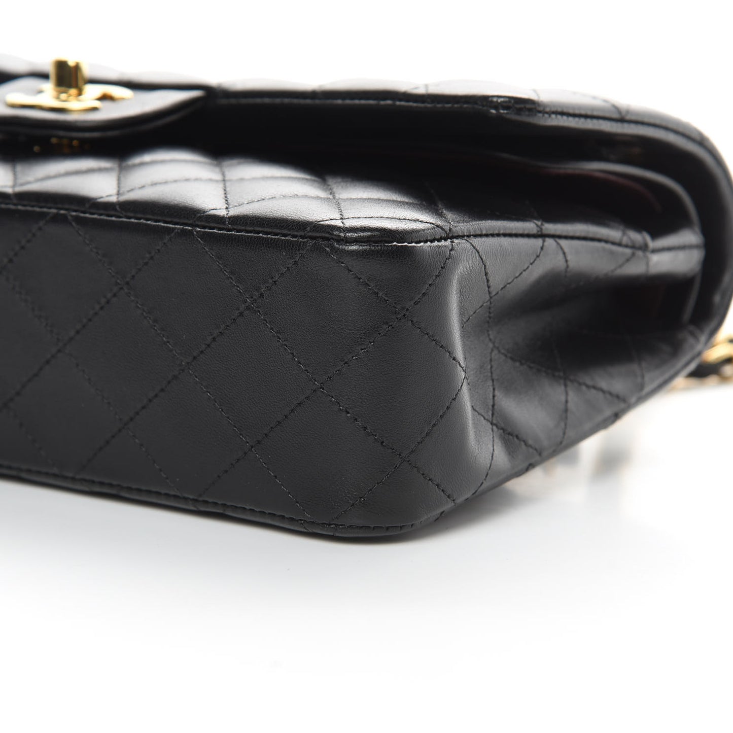 Lambskin Quilted Medium Double Flap Black