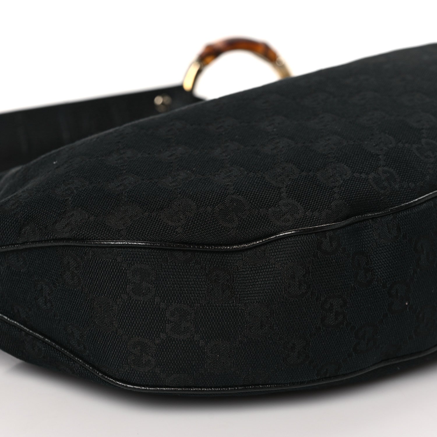 Gucci Monogram Half Moon Bamboo Ring Hobo Black 7 of 8