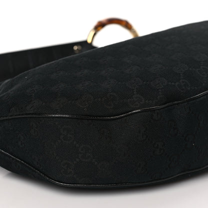 Gucci Monogram Half Moon Bamboo Ring Hobo Black 7 of 8