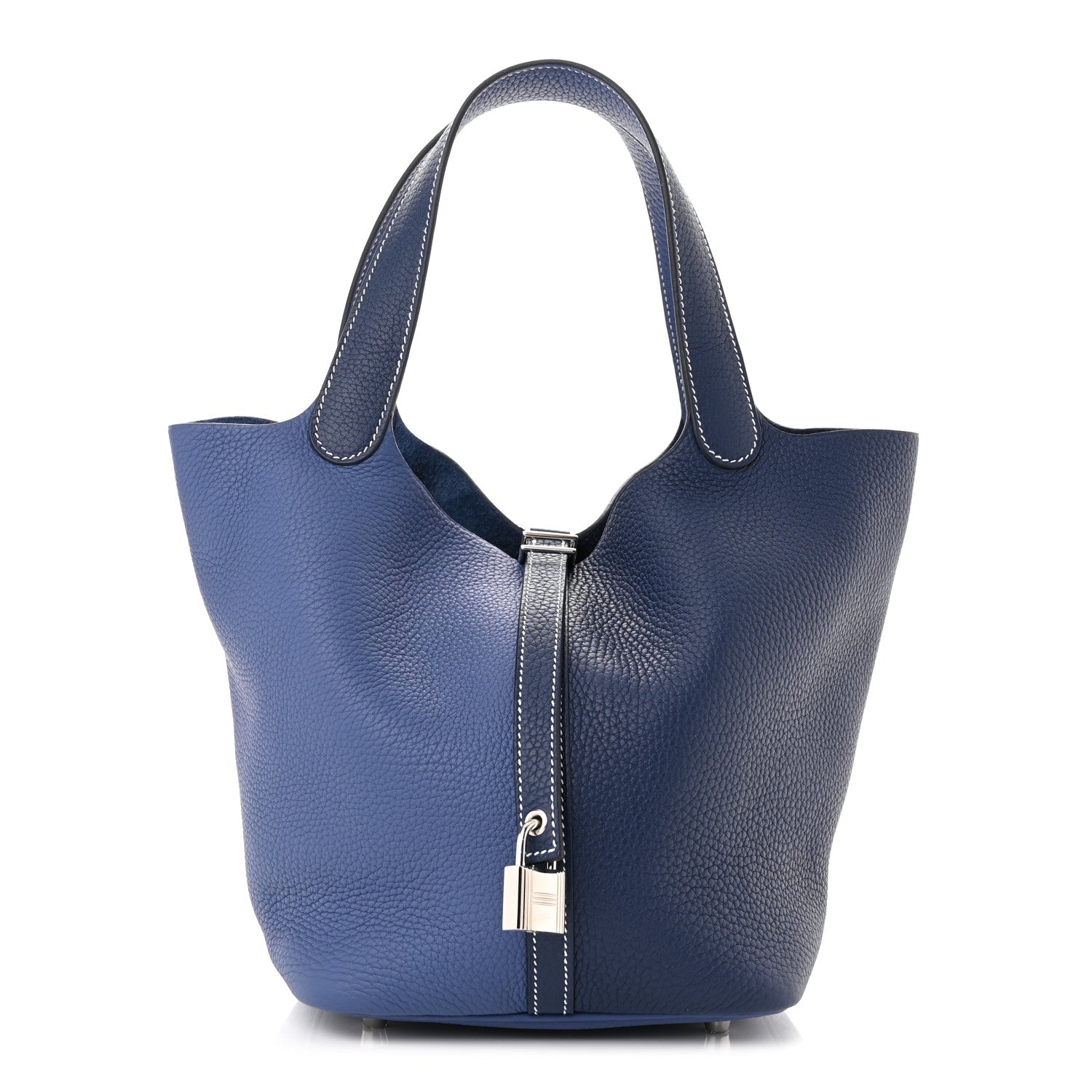 Hermes Taurillon Clemence Casaque Picotin Lock 22 MM Bleu Saphir Bleu Brighton 1 of 10