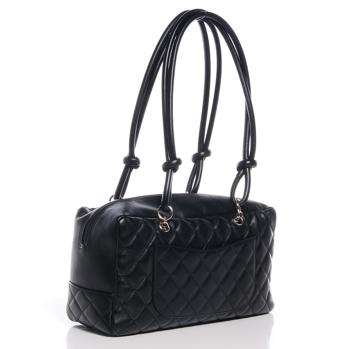 Calfskin Quilted Large Cambon Bowler Black White