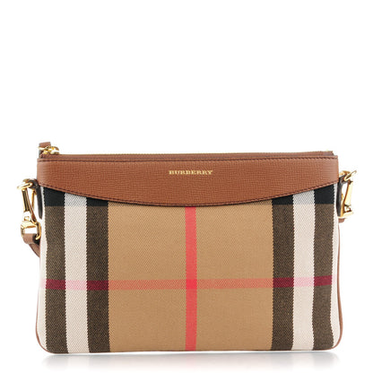 Burberry House Check Derby Peyton Crossbody Clutch Bag Tan 1 of 9
